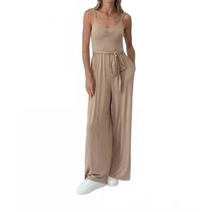 NEW SIX/FIFTY shannon wide leg jumpsuit in taupe